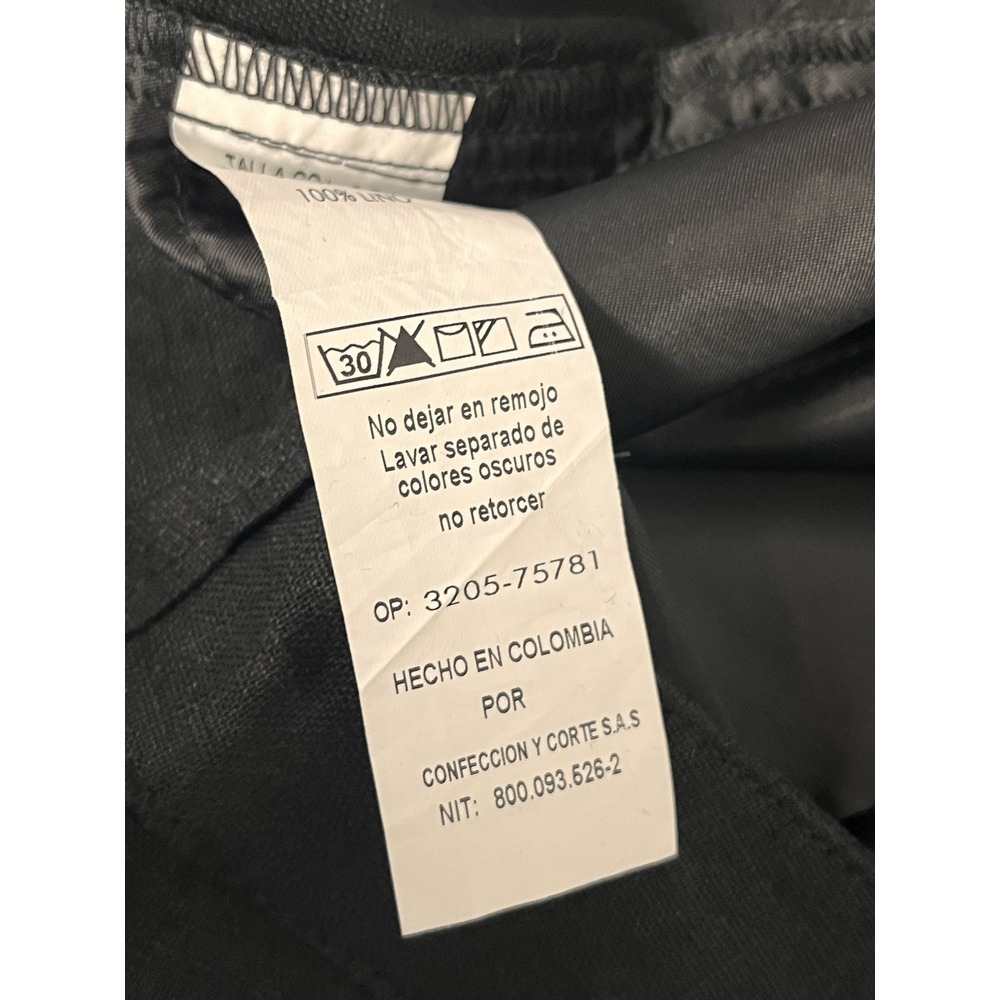 Beatriz Camacho Black Linen Pants US size 8 Straight Leg 29" Inseam Luxury Beach - Picture 10 of 13